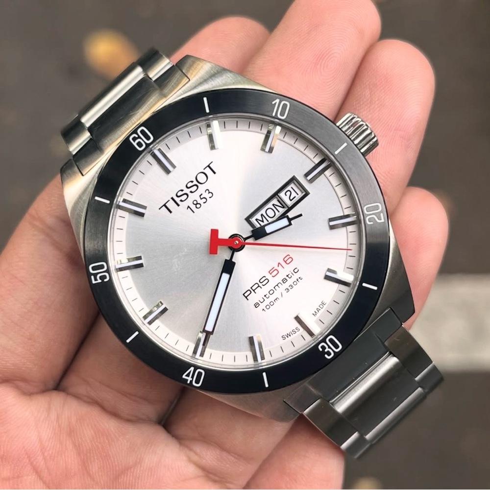 Automatic Tissot PRS 516 Black and Silver Watch